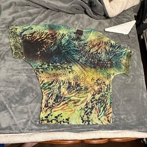 French Blue , beautiful top with multi colors , size is a Large